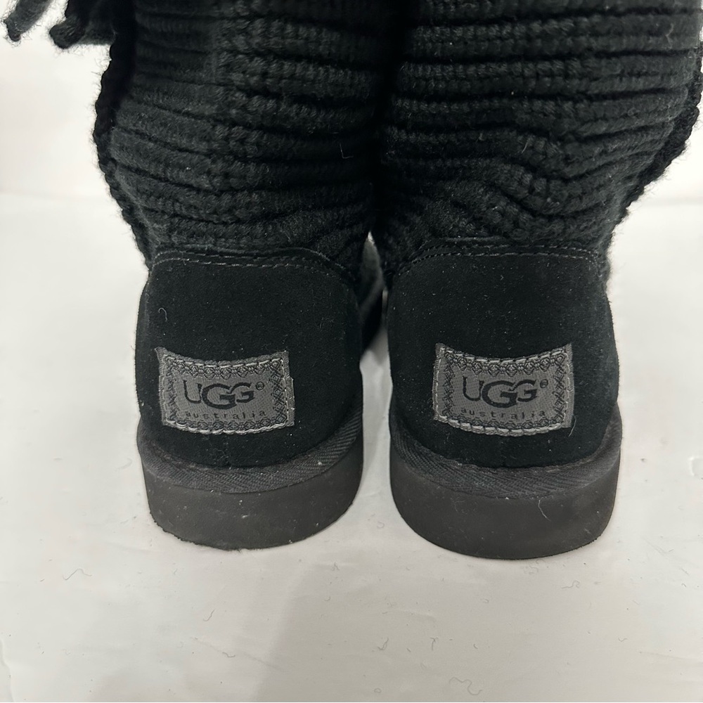 UGG Australia 5819 Classic Cardy Black Knit Fold Over Boots Button US Women's 10 - Picture 3 of 10